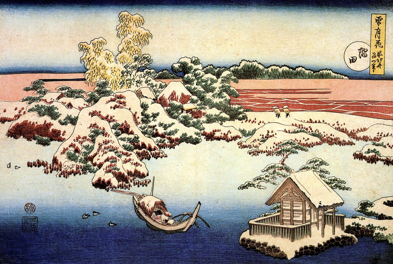 Verschneite Landschaft am Sumida-Fluss, Japan von Katsushika Hokusai