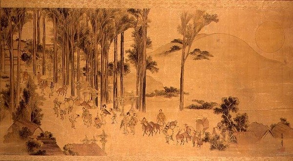 Pilger am Kasuga-Schrein von Katsushika Hokusai