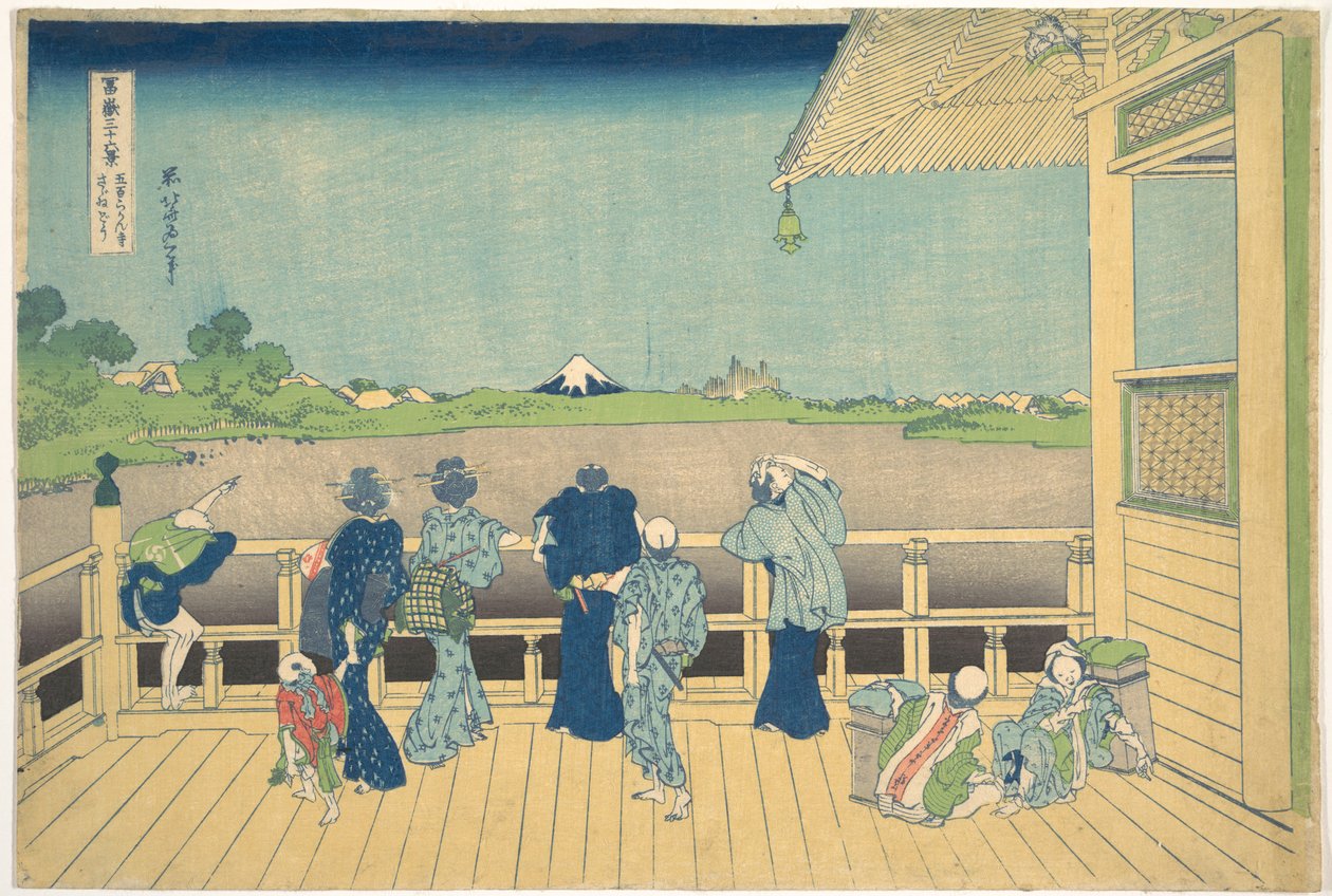 Sazai-Halle am Tempel der Fünfhundert Arhats, aus der Serie 36 Ansichten des Berges Fuji von Katsushika Hokusai