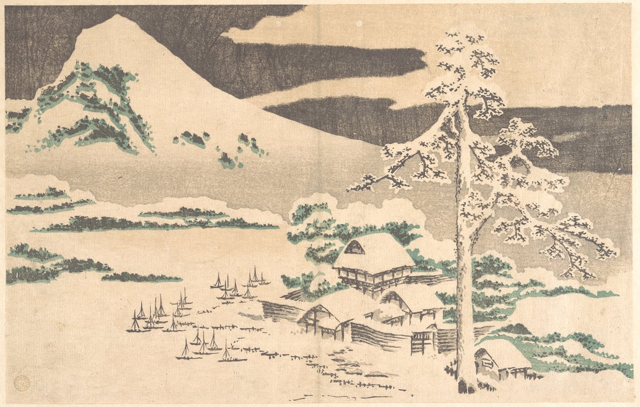 Dorf am Meer im Winter, aus Hokusais Album der realistischen Bilder von Katsushika Hokusai