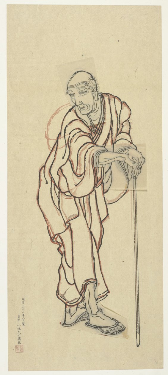 Skizze für einen Holzschnitt von Katsushika Hokusai