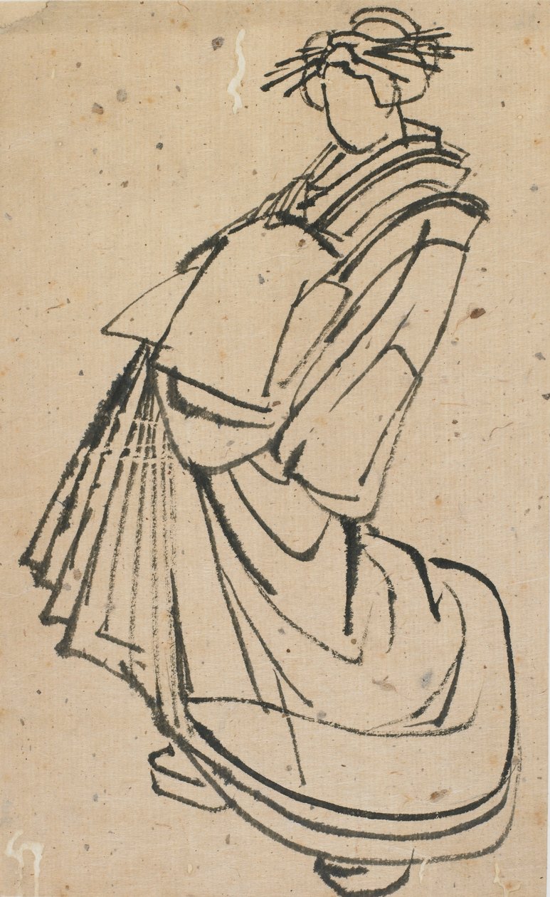 Skizze einer Kurtisane, spätes 18. - frühes 19. Jahrhundert von Katsushika Hokusai