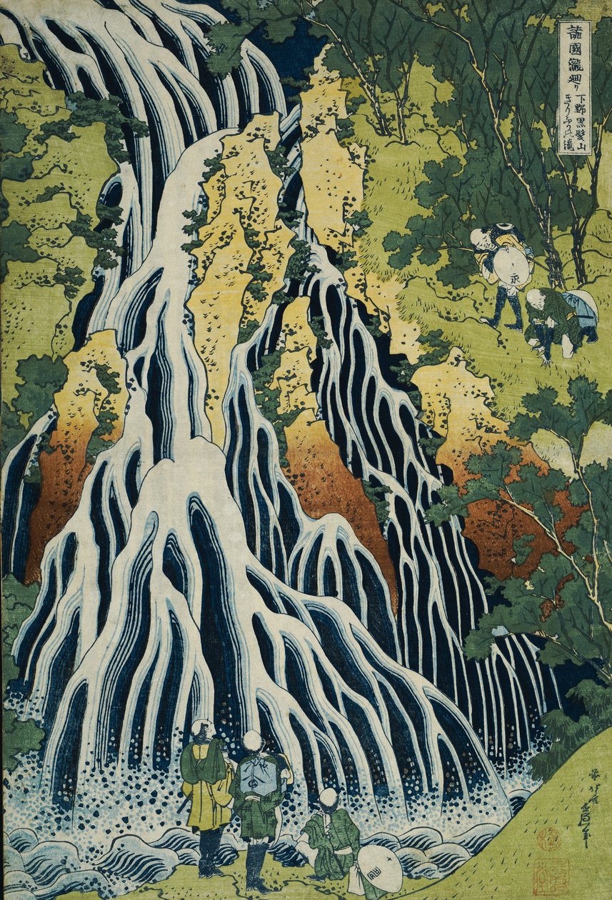 Der Kirifuri-Wasserfall am Mt. Kurokami in der Provinz Shimotsuke, aus der Serie "Eine Reise zu den Wasserfällen aller Provinzen" von Katsushika Hokusai