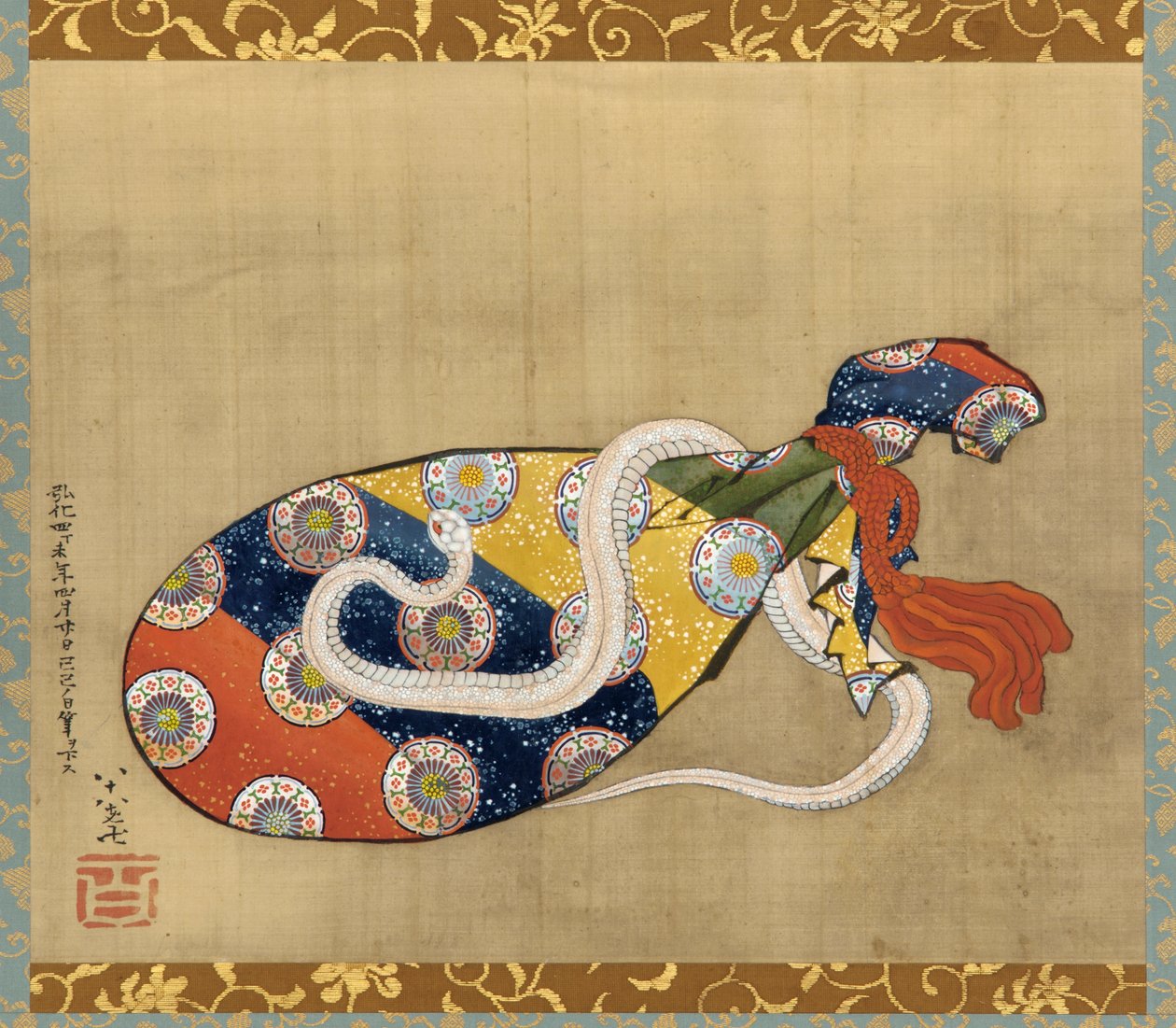 Die Laute und die weiße Schlange von Benten, Edo-Periode von Katsushika Hokusai