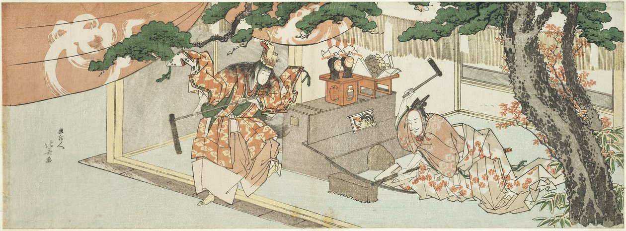 Der Schwertschmied Munechika und der Gott von Inari von Katsushika Hokusai