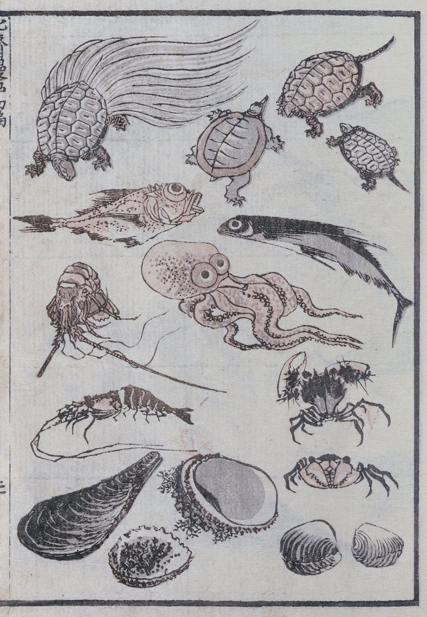 Unterwasserwesen, aus einem Manga von Katsushika Hokusai