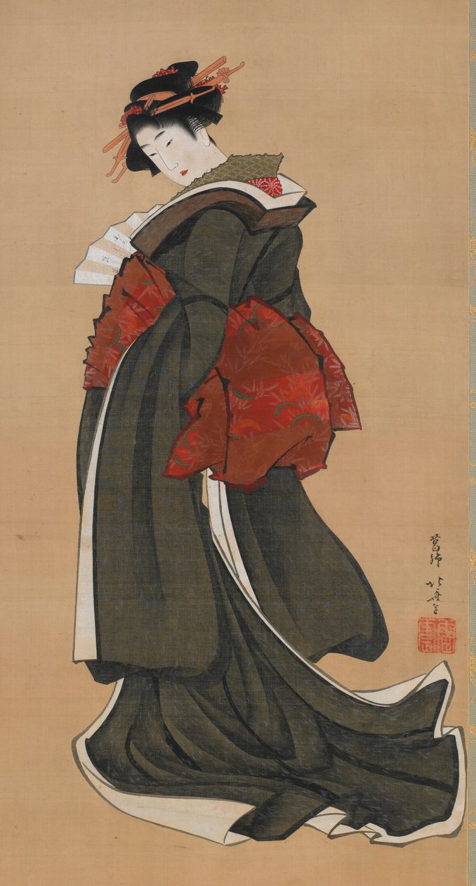 Frau mit Fächer, Edo-Periode, ca. 1810-1811 von Katsushika Hokusai