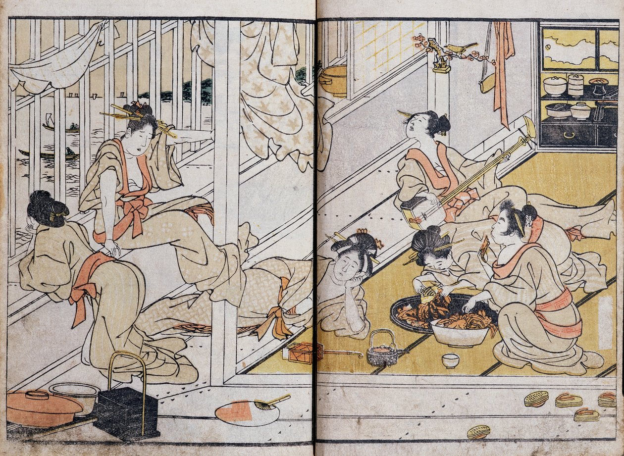 Frauen beim Essen, aus einem Manga von Katsushika Hokusai