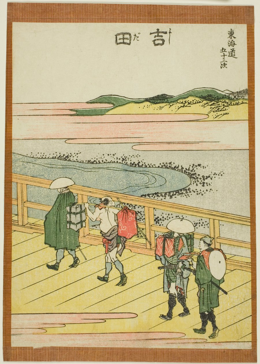 Yoshida, aus der Serie "Dreiundfünfzig Stationen des Tokaido" von Katsushika Hokusai