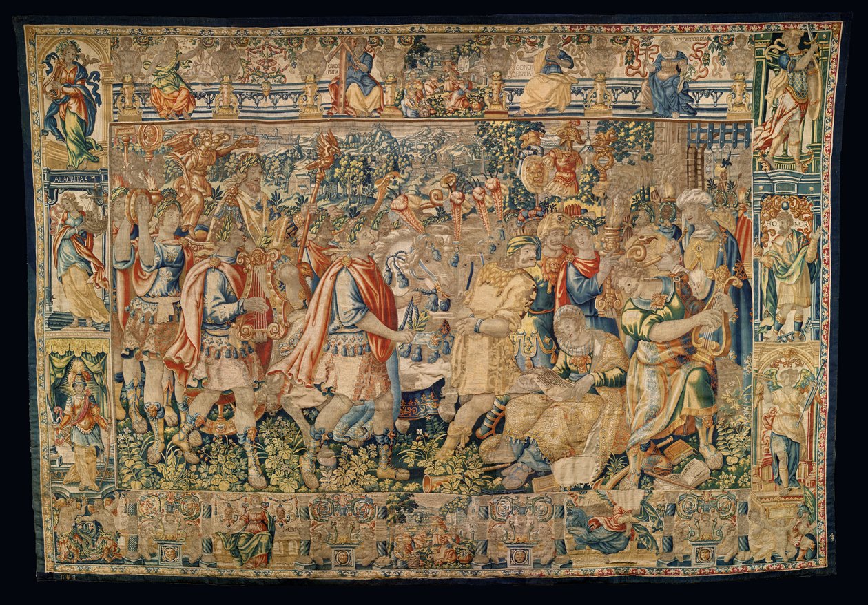 Pfarrmuseum der Wandteppiche (Museo Parroquial de Tapices de Pastrana). Flämischer Wandteppich. Karl der Große, triumphaler Einzug in Carmania (Alejandro Magno, Entrada trionfan en Carmania). von Alec Hunter