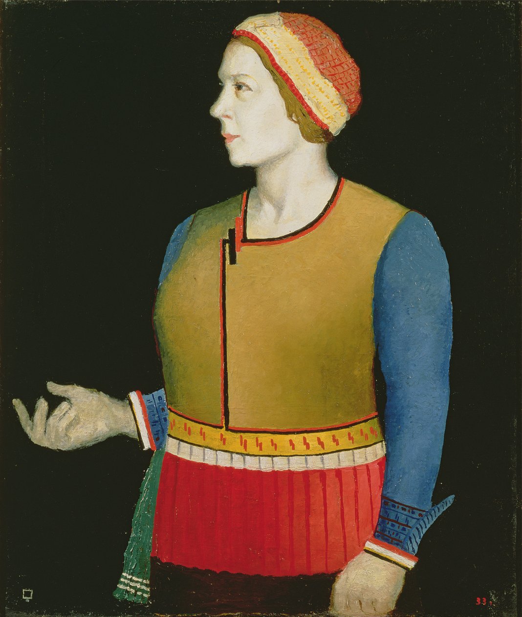 Porträt von Natalya Andreevna Malevich (geb. Manchenka) (b.1902) die Frau des Künstlers, 1933 von Kazimir Severinovich Malevich