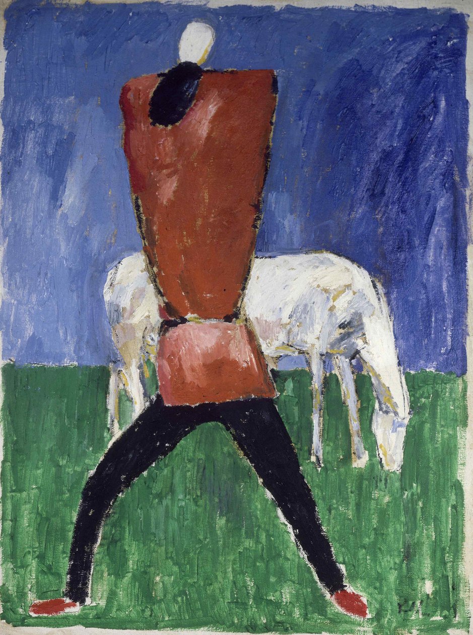 Das weiße Pferd Mann und Pferd, 1930-1931 von Kazimir Severinovich Malevich