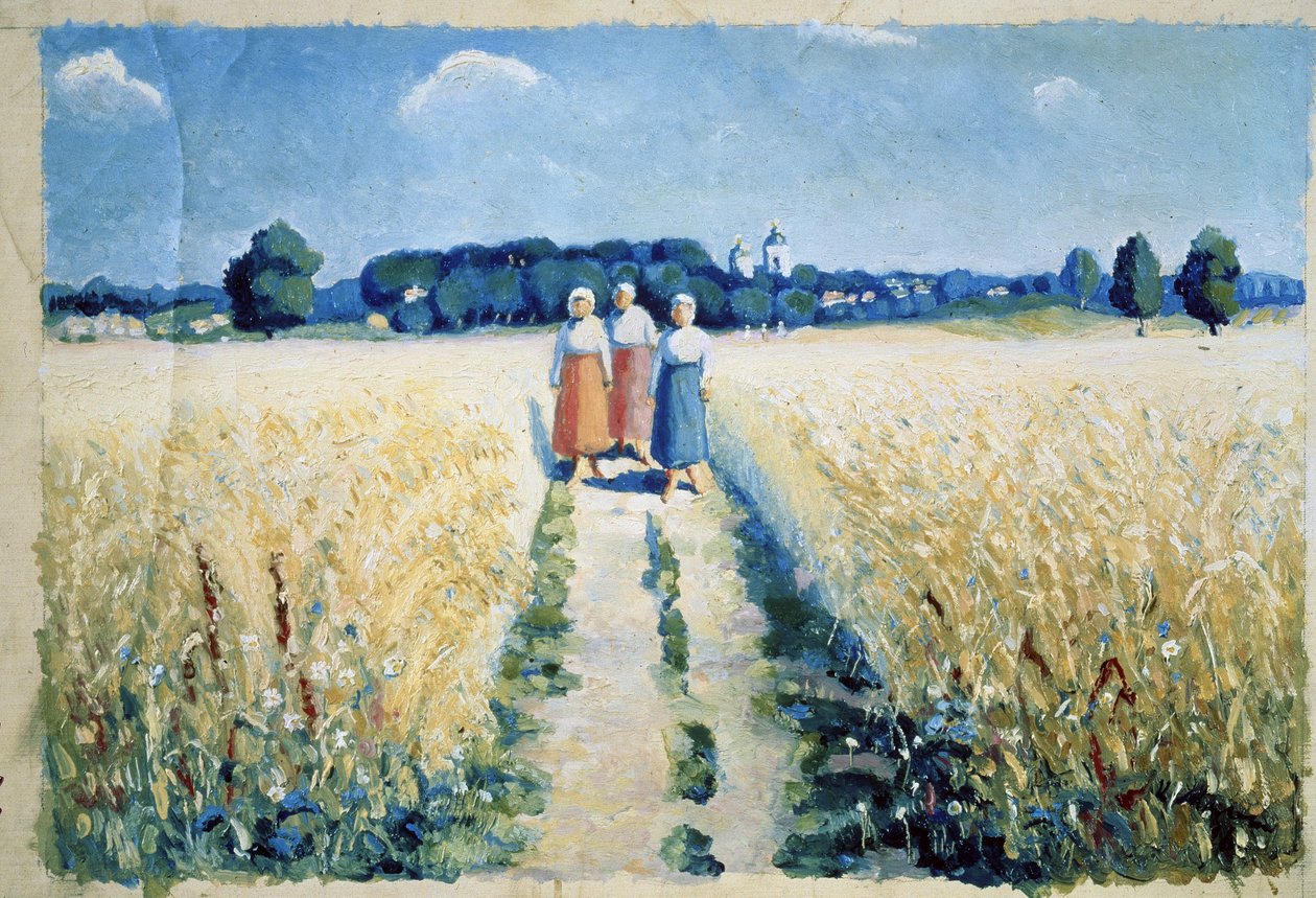 Drei Frauen auf der Straße von Kazimir Severinovich Malevich