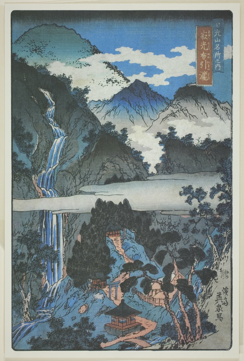 Nunobiki-Wasserfälle am Jakko-Schrein, aus der Serie "Landschaftliche Sehenswürdigkeiten in den Bergen von Nikko" von Keisai Eisen