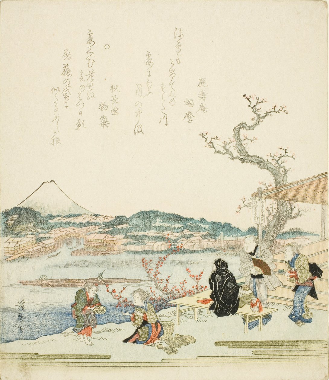 Blick auf den Berg Fuji von einem Teehaus von Keisai Eisen