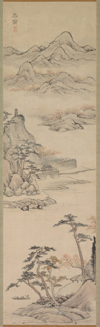 Landschaft mit Booten, späte 18. - frühe 19. Jahrhundert von Kenkado Kimura