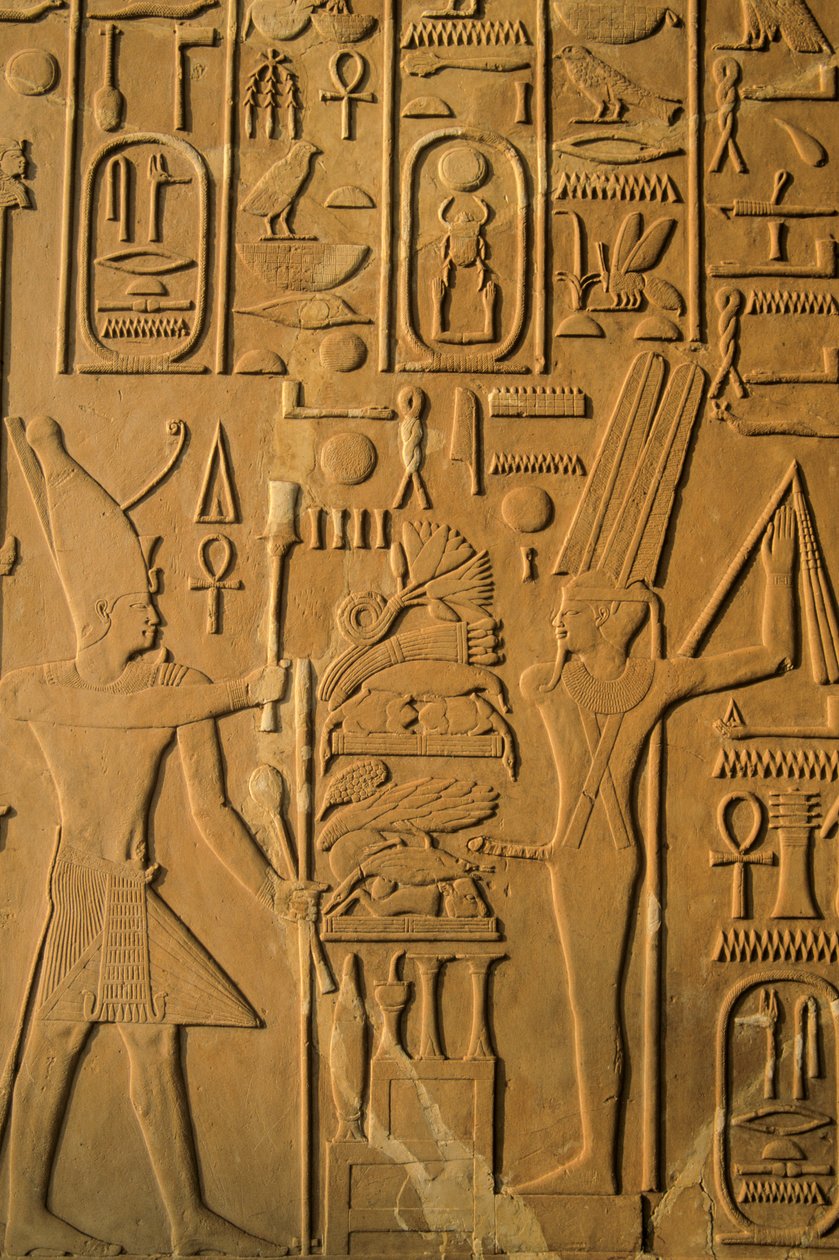 Detail des Reliefs aus der Weißen Kapelle von Sesostris I. in Karnak ...
