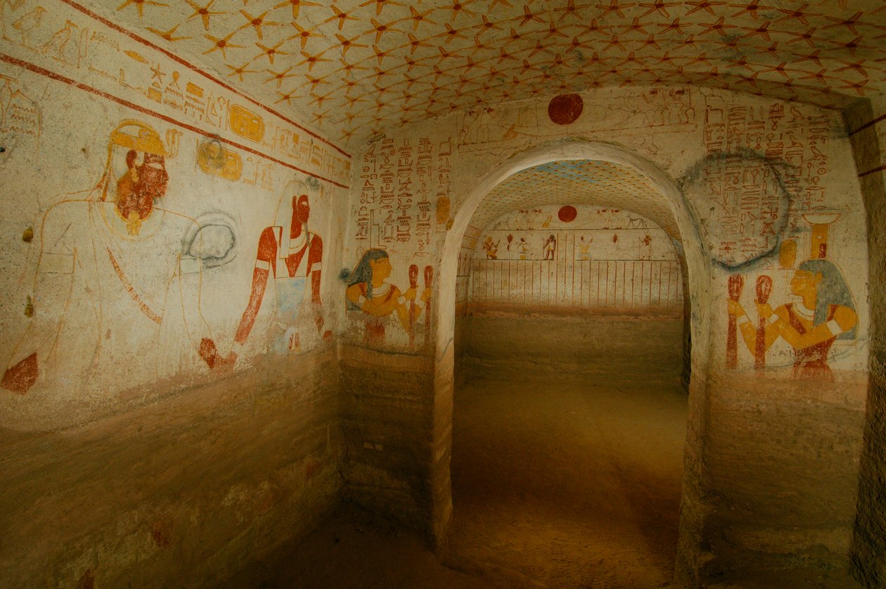 Pharao Tamwetamani, letzter König, Grabkammer und Malereidetails, Schwarze Pharaonen, Nubier, 2007 von Kenneth Garrett