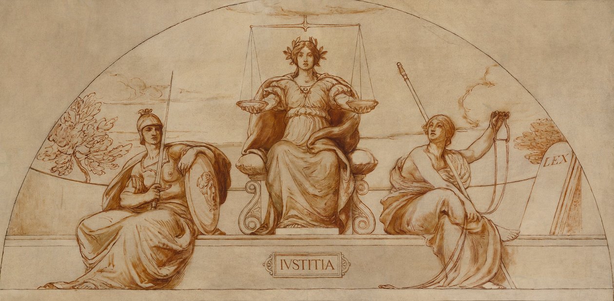 Cartoon für Wandgemälde des Minnesota State Capitol, "Institut der Gerechtigkeit" von Kenyon Cox