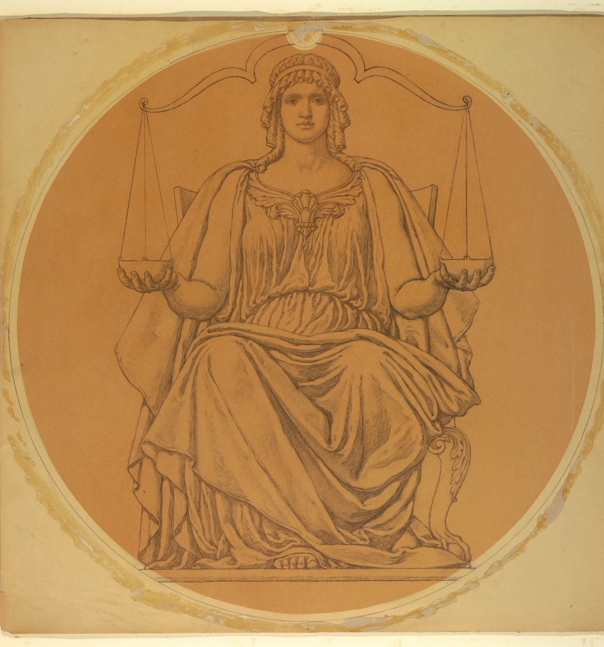 Studie für "Gerechtigkeit," Lunette im Hudson County Courthouse, Jersey City, NJ von Kenyon Cox