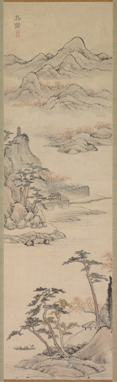 Landschaft mit Bootsfahrern von Kimura Kenkadō