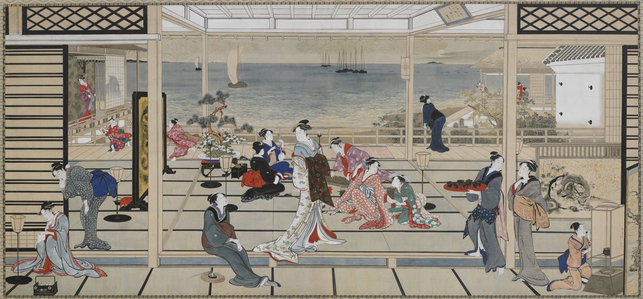 Mondscheinfeier in Dozo Sagami, Edo-Zeit, spätes 18. bis frühes 19. Jahrhundert von Kitagawa Utamaro