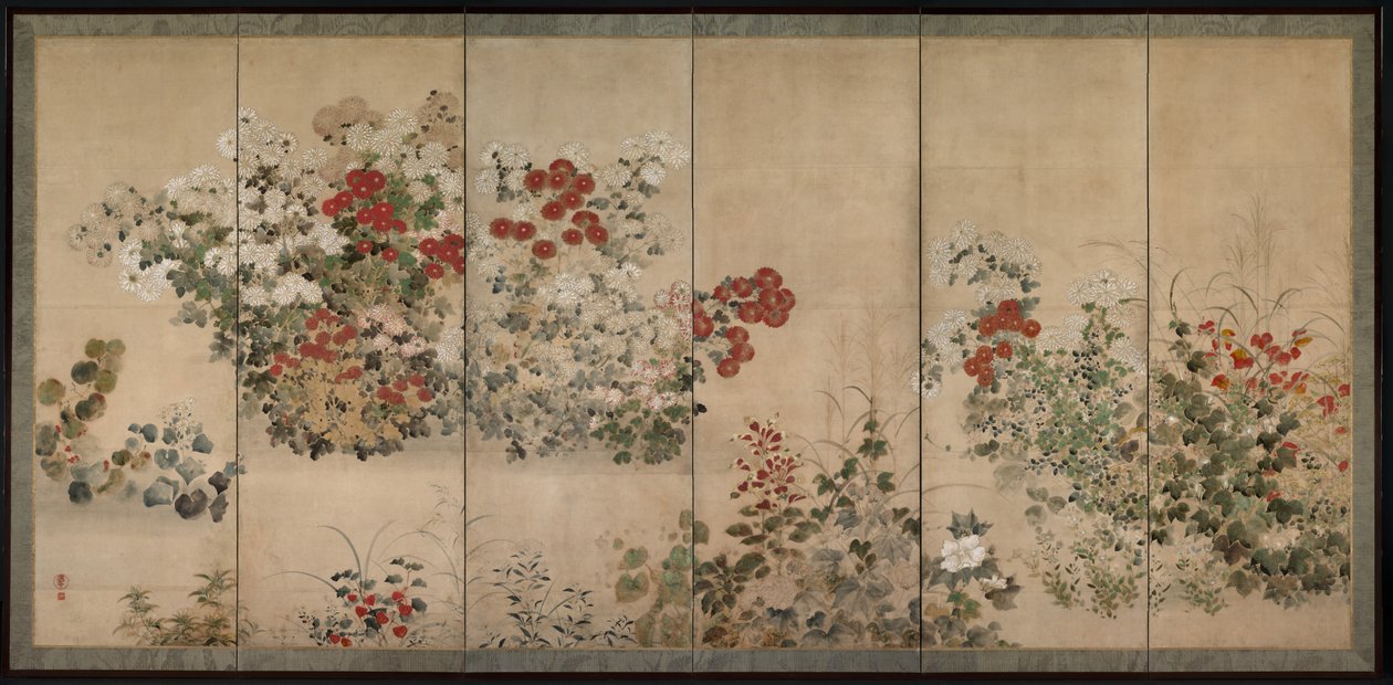 Blumen der vier Jahreszeiten, Mitte 1600er von Kitagawa Sosetsu