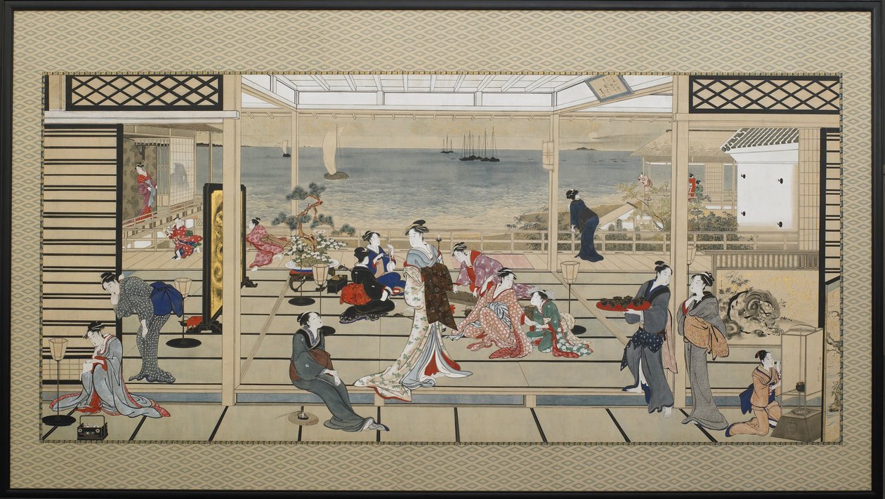 Mondscheinfeier in Dozo Sagami von Kitagawa Utamaro