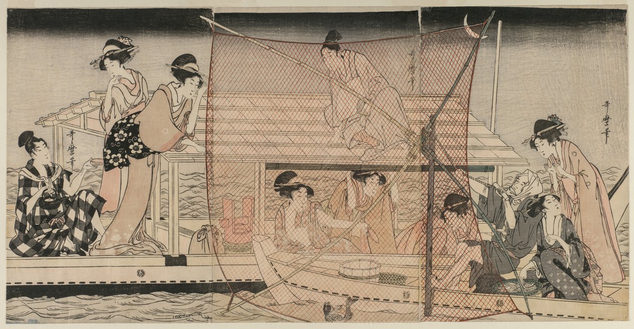 Netzfischen bei Nacht am Sumida-Fluss von Kitagawa Utamaro