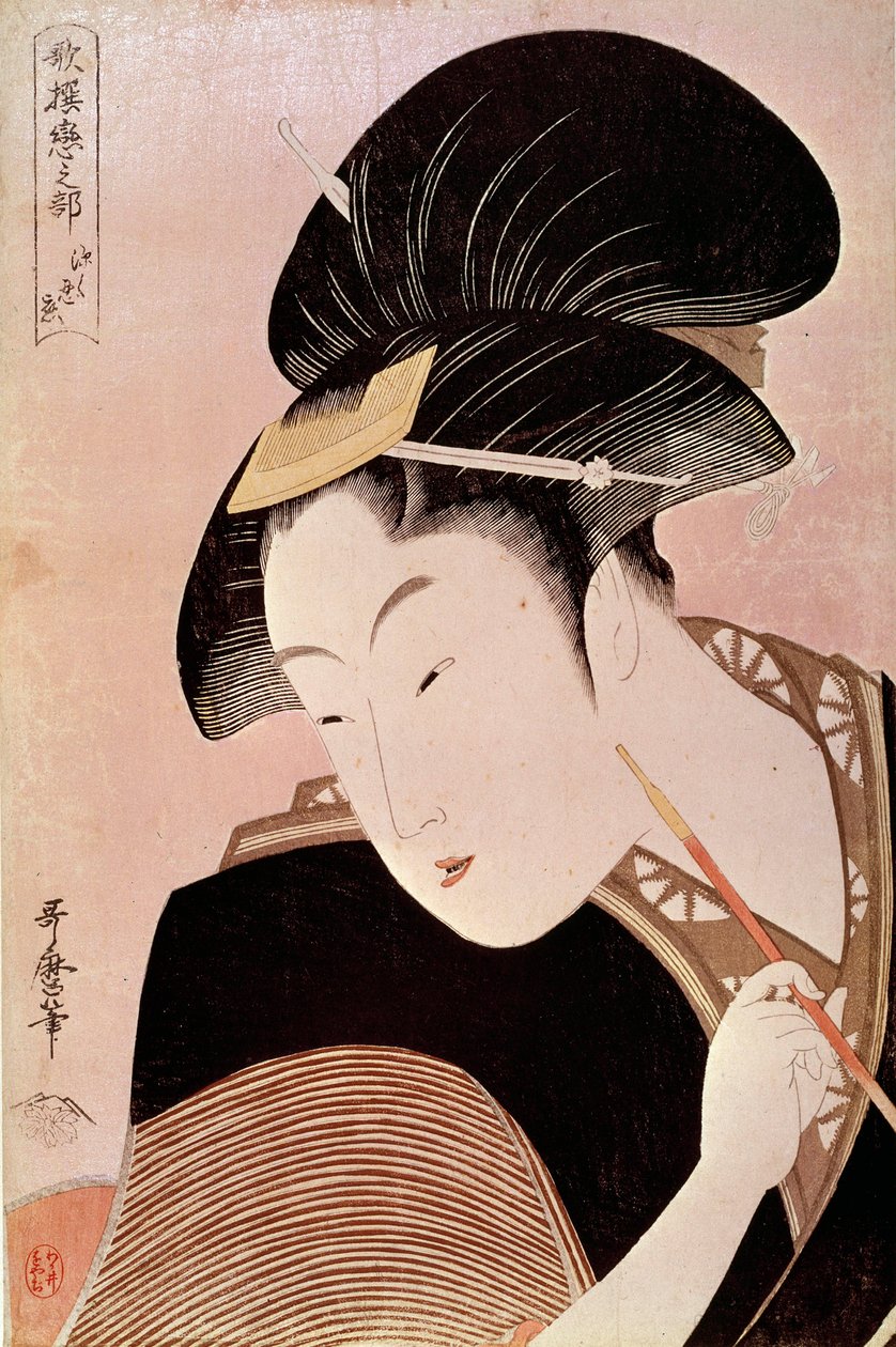 Porträt einer Frau. Japanischer Druck von Utamaro Kitagawa von Kitagawa Utamaro