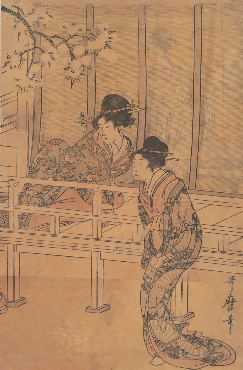 Die Dame von Rokujo wird von der Prinzessin Aoi besucht, ca. 1805 von Kitagawa Utamaro