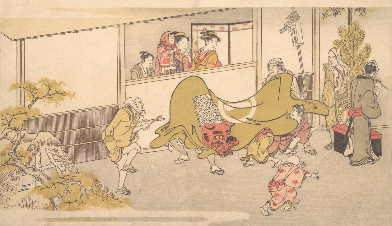 Der Löwentanz, 1789 von Kitagawa Utamaro