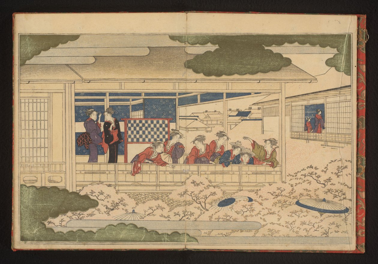 Parade auf der Hauptstraße, Nakanochō, im Vergnügungsviertel Yoshiwara von Kitagawa Utamaro