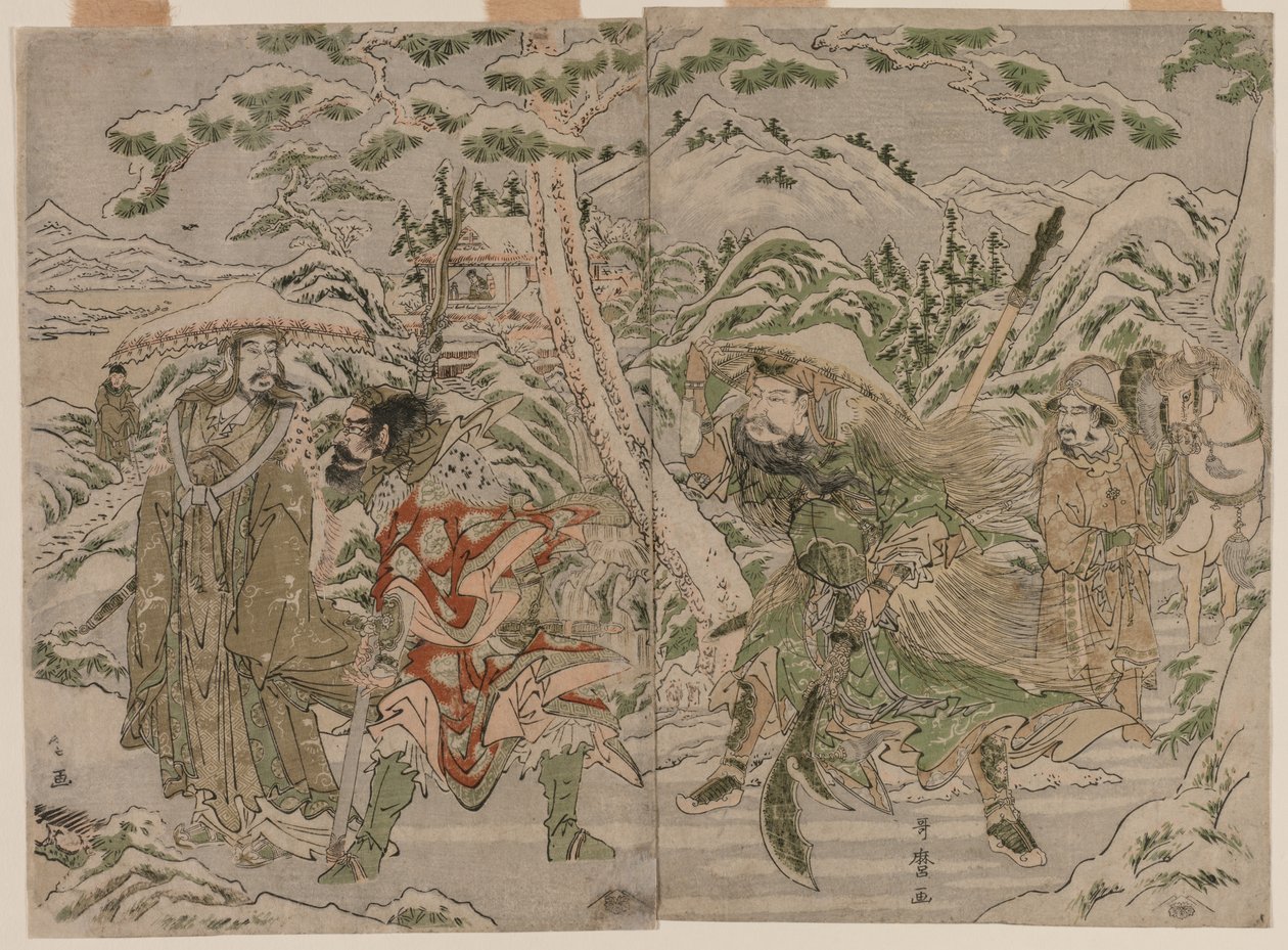 Winterszene aus der Romanze der Drei Königreiche von Kitagawa Utamaro