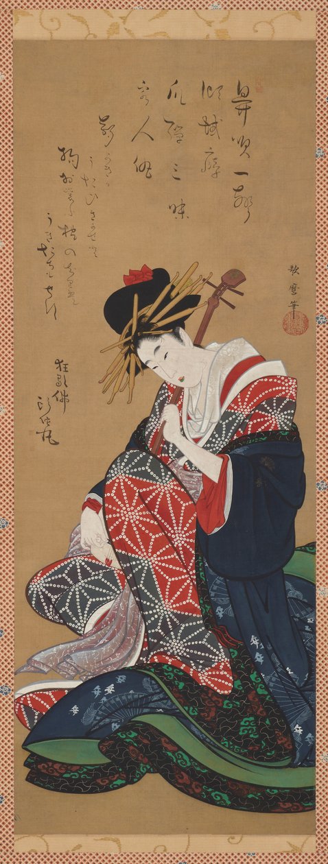 Shamisen-Spieler, Edo-Periode, spätes 18. - frühes 19. Jahrhundert von Kitagawa Utamaro II