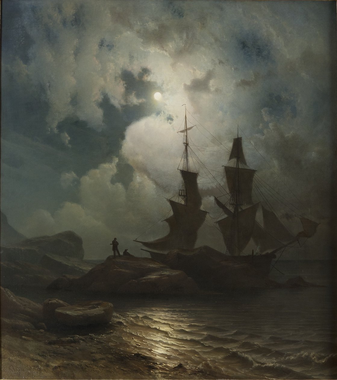 Mondschein an der Küste Norwegens von Knud Baade