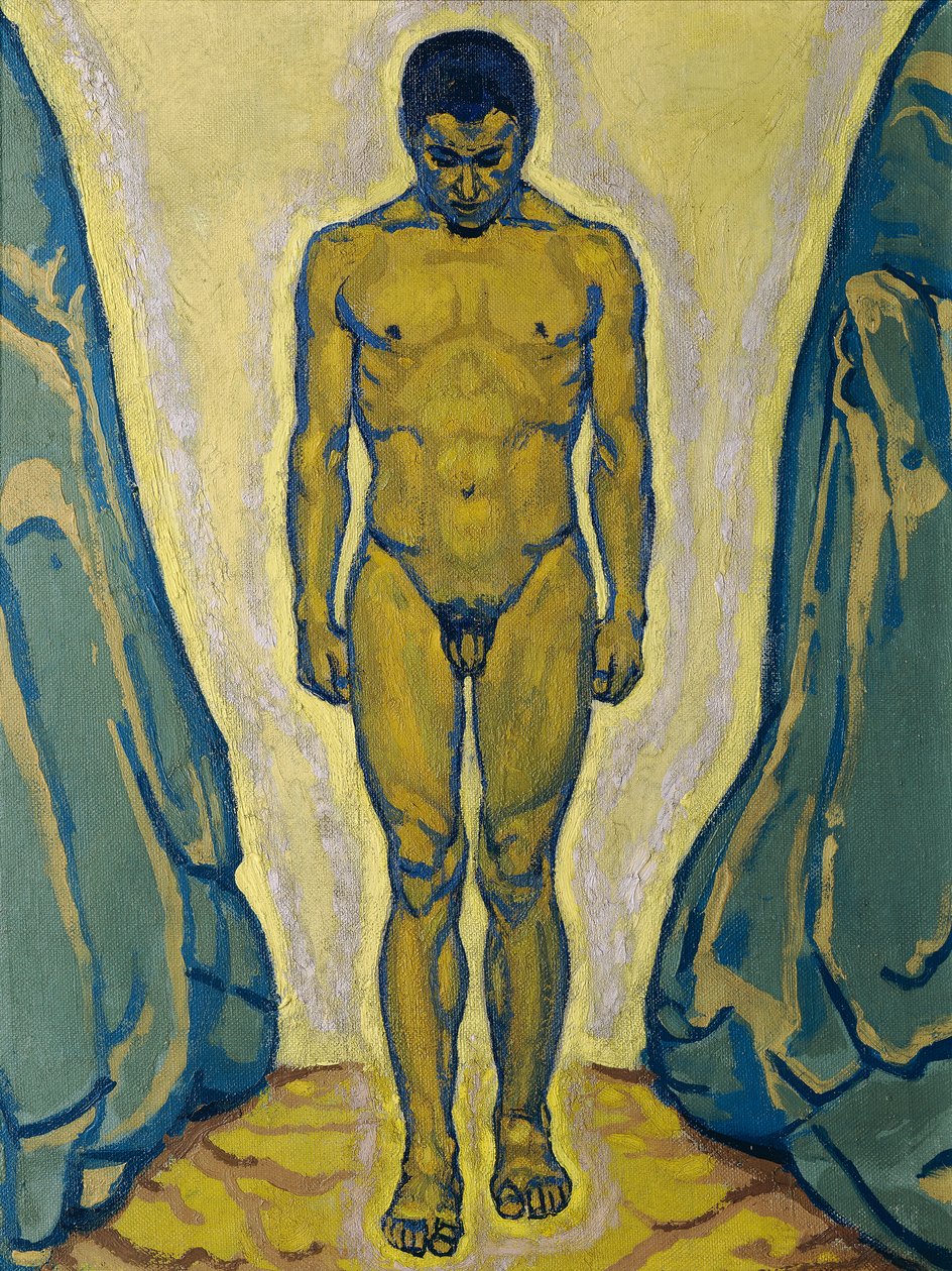 Stehender Jünglingsakt zwischen Felsen von Koloman Moser