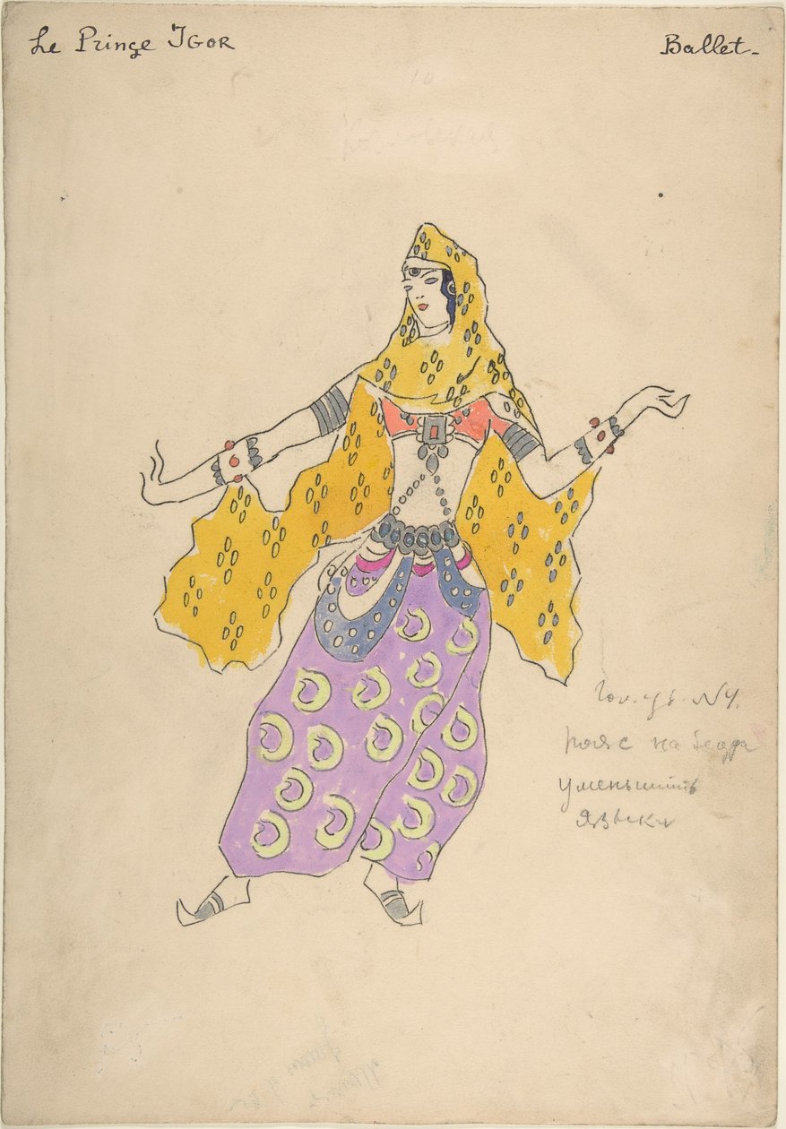 Polowetzer Mädchen. Kostümentwurf für die Oper Fürst Igor von A. Borodin, 1909 von Konstantin Alekseevich Korovin