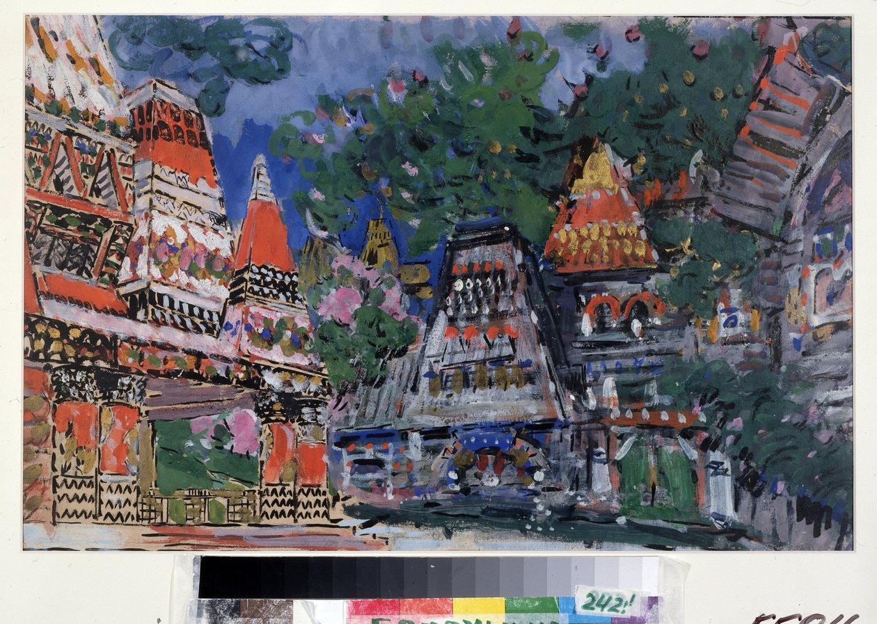 Bühnenbildentwurf für die Oper Der goldene Hahn von N. Rimski-Korsakow von Konstantin Alekseevich Korovin