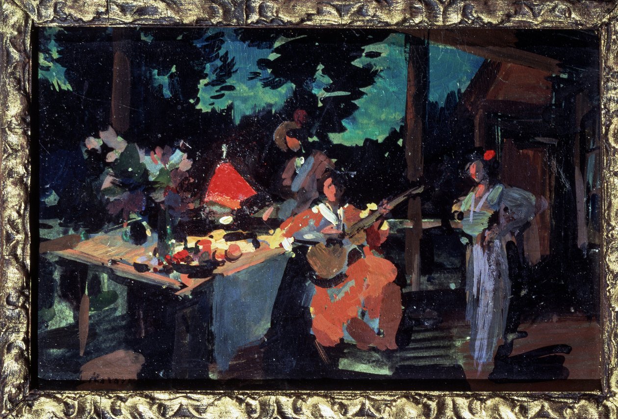 Terrasse, Abend im Landhaus von Konstantin Alekseevich Korovin