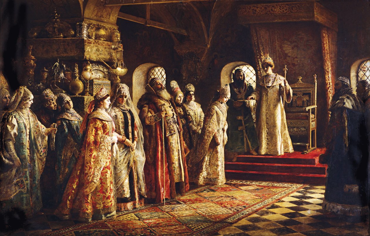 Zar Alexei Michailowitsch wählt eine Braut, 1886 von Konstantin Egorovich Makovsky