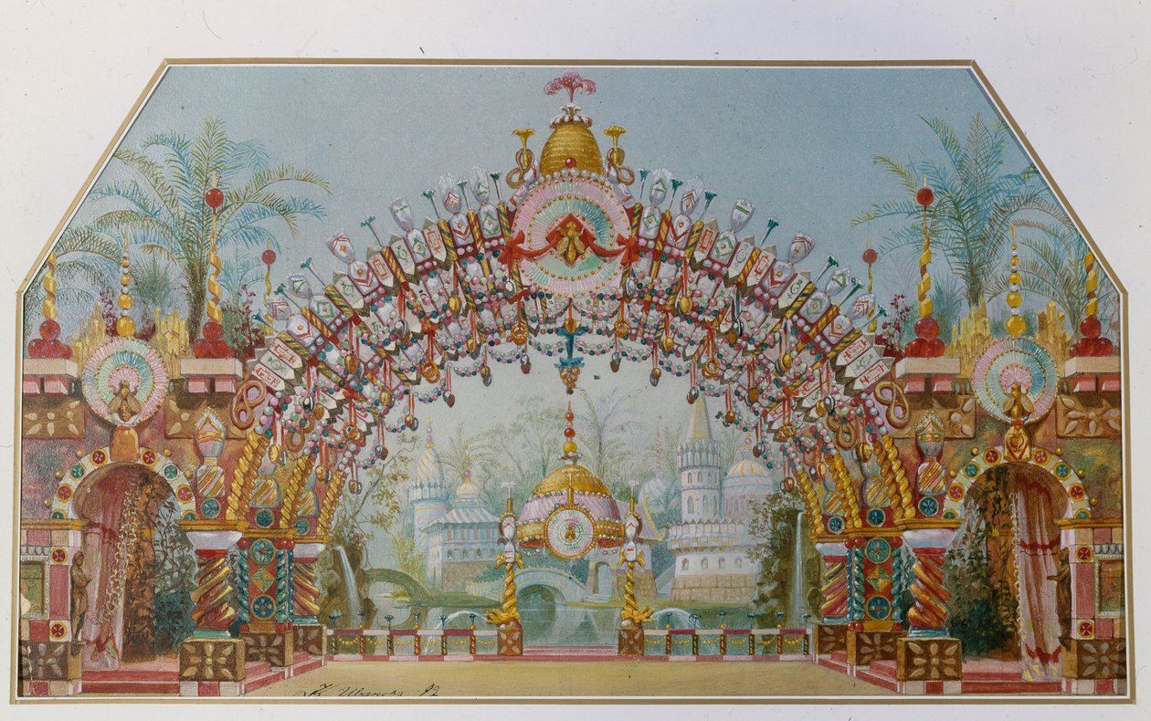 Bühnenbild für das Ballett Der Nussknacker von P. Tschaikowsky, 1892 von Konstantin Matveevich Ivanov