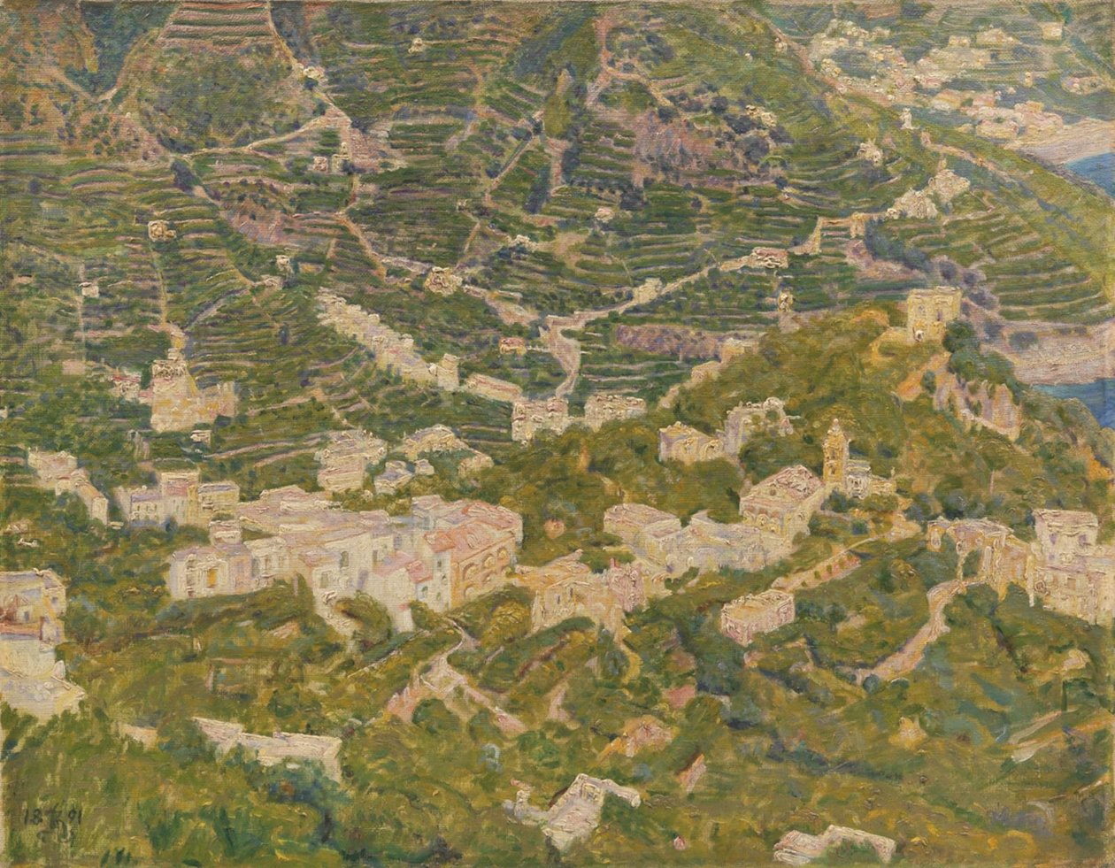 Vogelperspektive von Ravello in Richtung Torello von Kristian Zahrtmann
