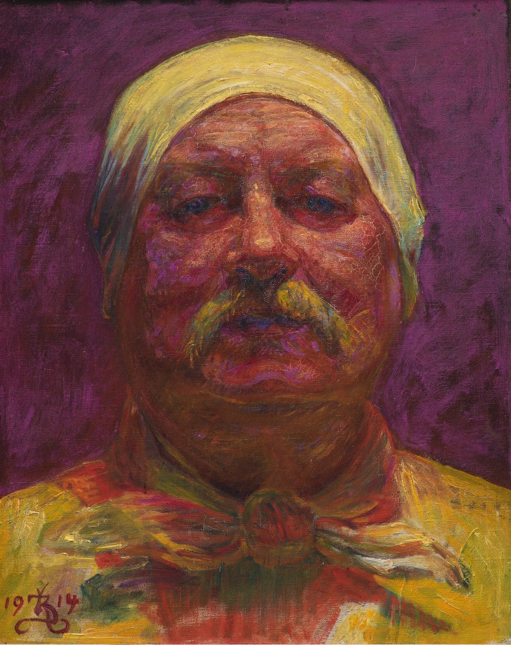 Selbstporträt bei Lampenlicht von Kristian Zahrtmann
