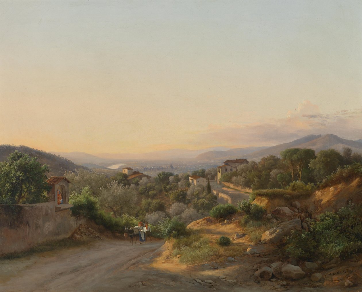 Blick auf Florenz und die Hügel nach Westen von San Donato, über Bagno a Ripoli von Károly Markó the Younger