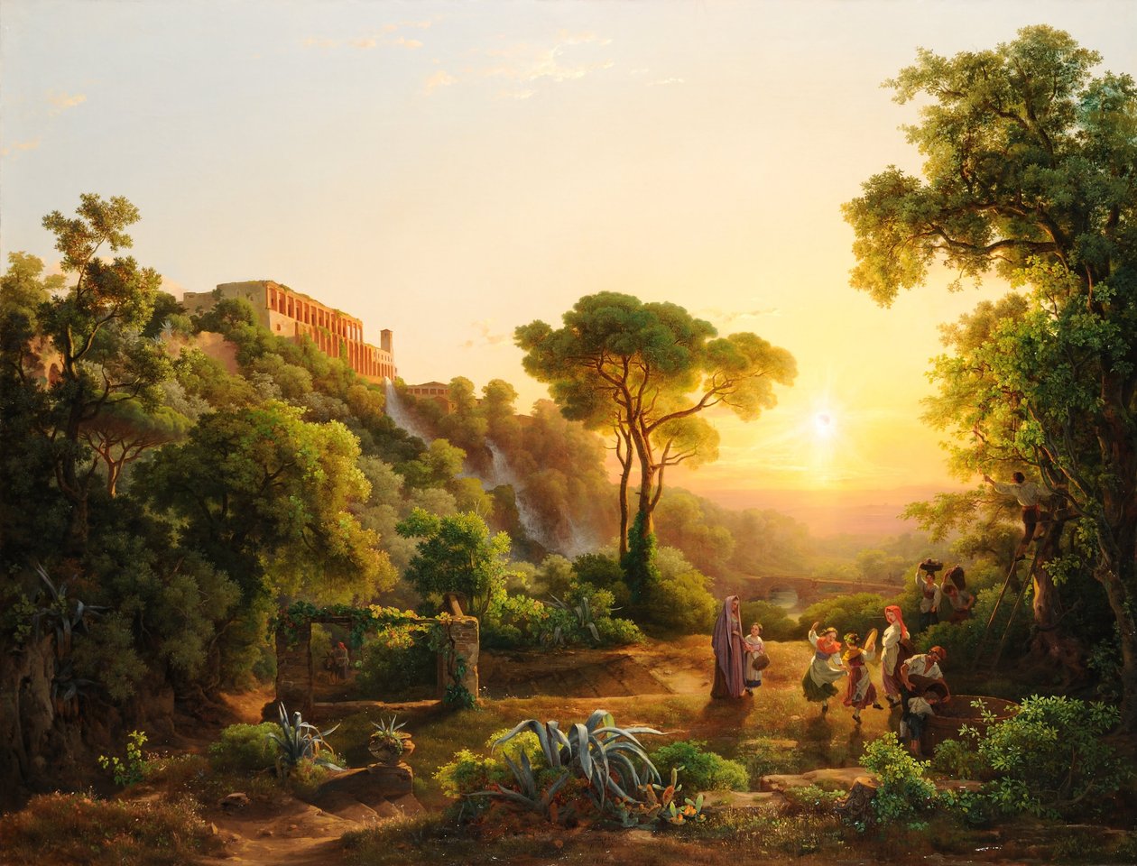 Landschaft bei Tivoli, mit einer Szene der Weinlese von Károly Markó