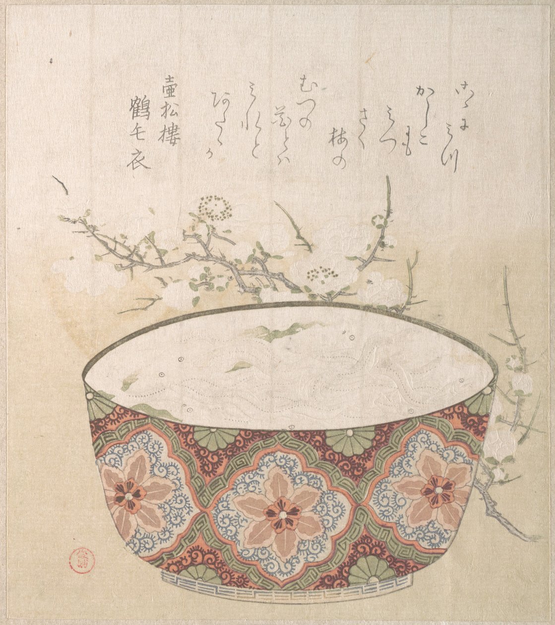 Schale mit Weißfischen und Pflaumenblüten von Kubo Shunman