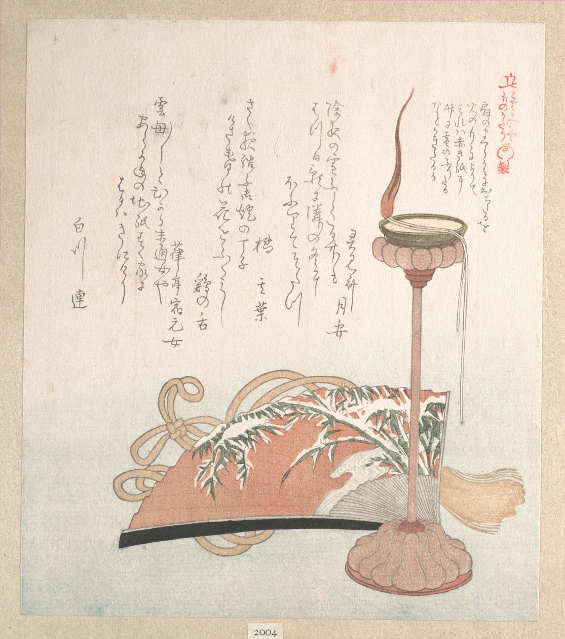 Kerzenständer und Fächer von Kubo Shunman