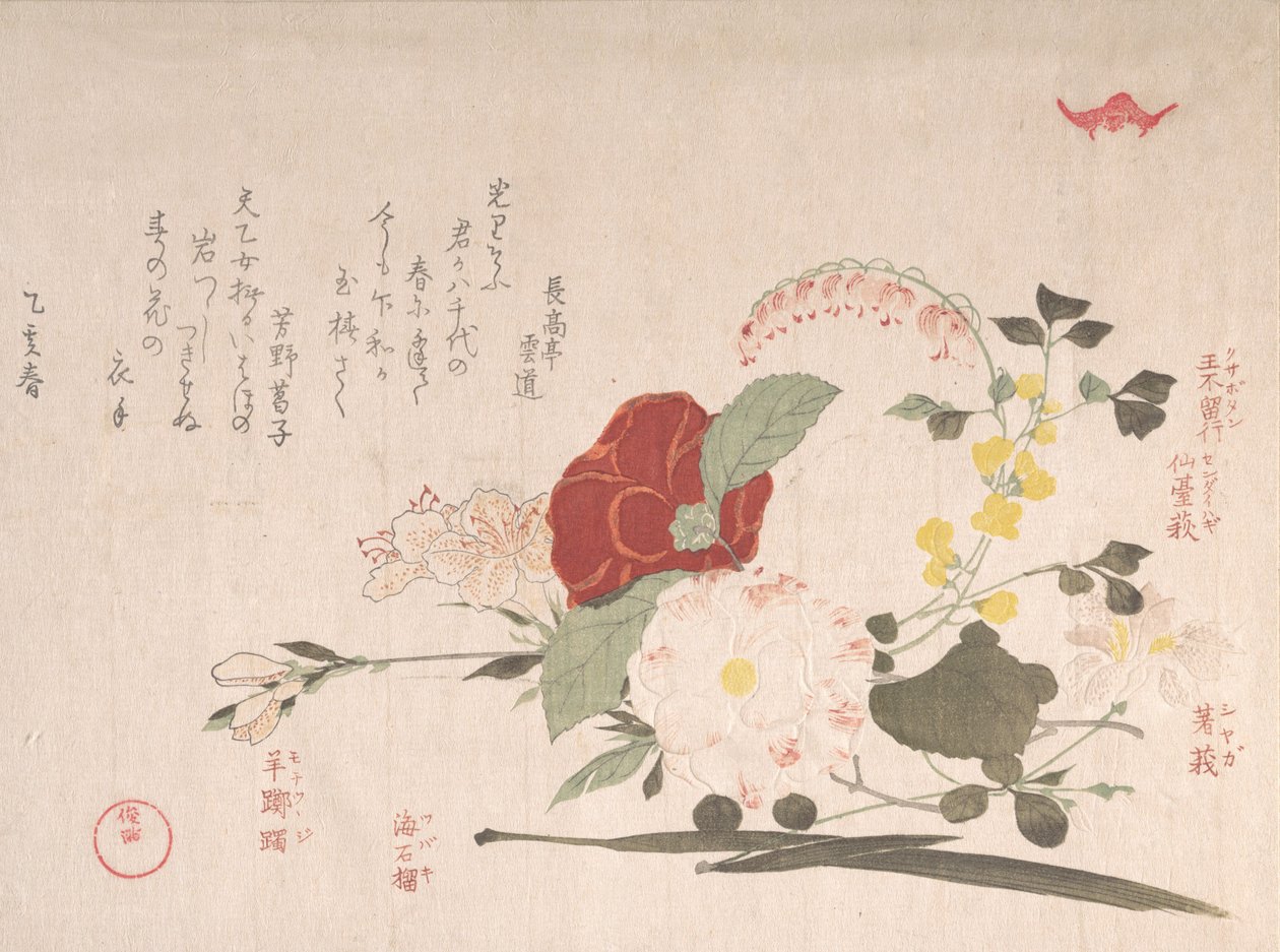 Sammlung Frühlingsregen Harusame shu, Bd. 2: Schnittblumen: Clematis, Bus..., 1815 Jahr des Ochsen von Kubo Shunman