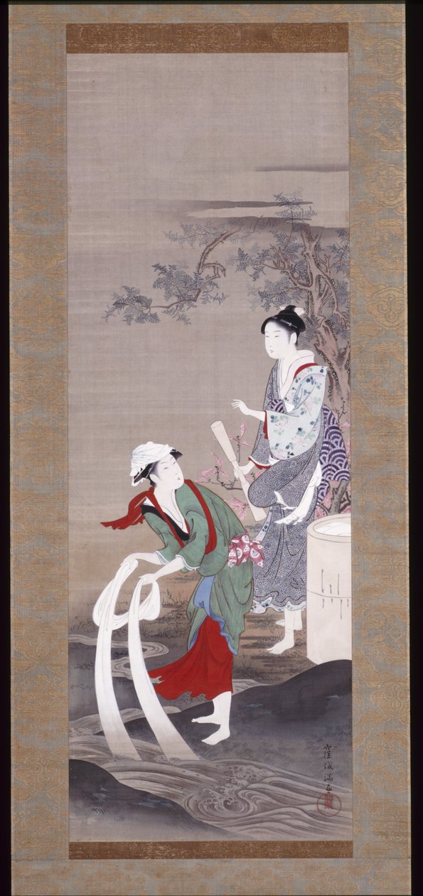 Zwei Schönheiten am Tamagawa (Kristallfluss) in Mishima von Kubo Shunman